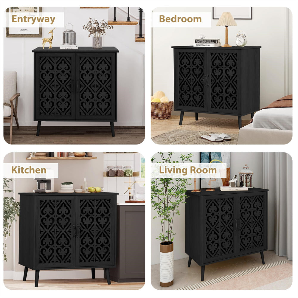 Accent Kitchen Sideboard Storage Cabinet Console Table with Cutout Car ...