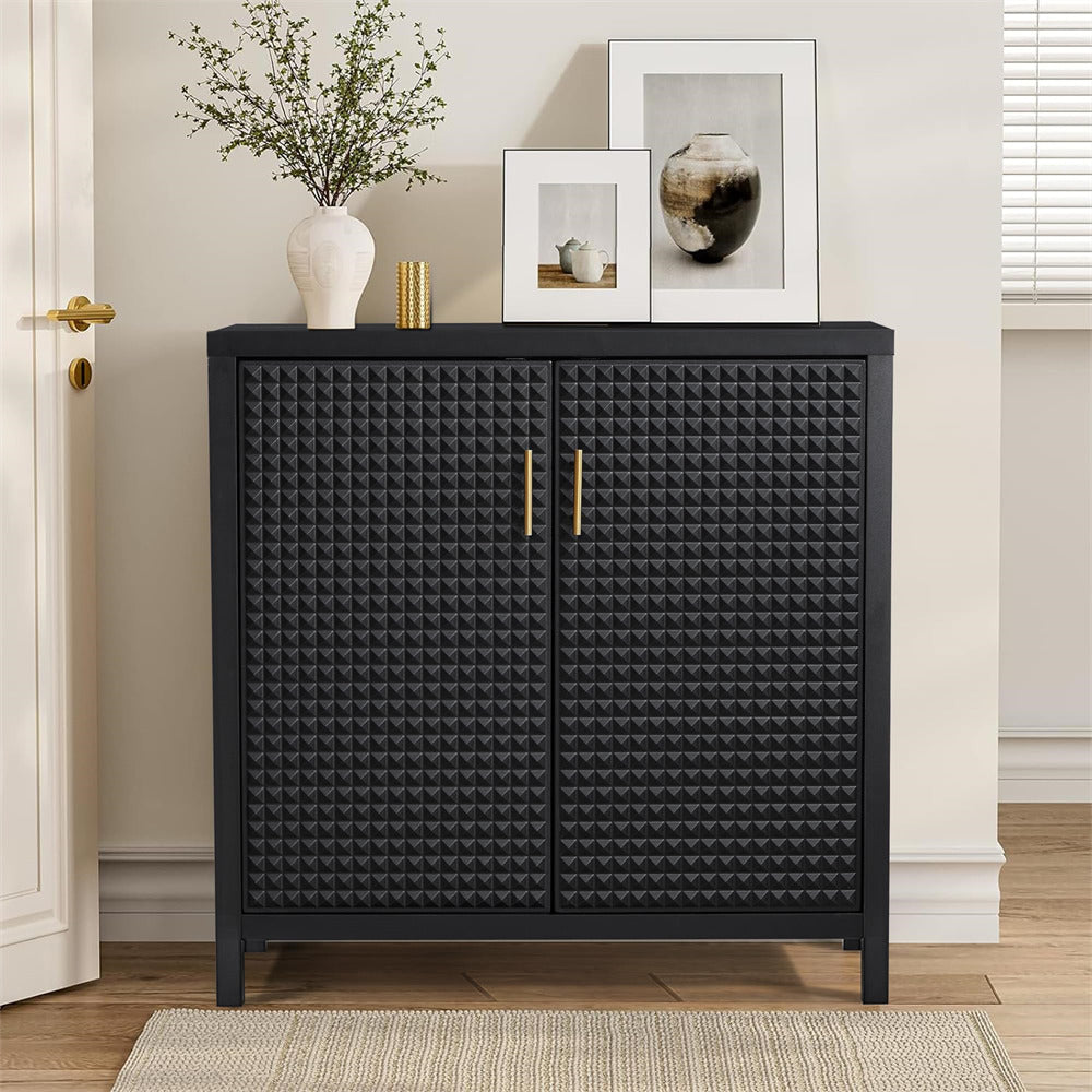 Black 31.5" Modern Buffet Sideboard Console Cabinet with 2 Lattice Doors