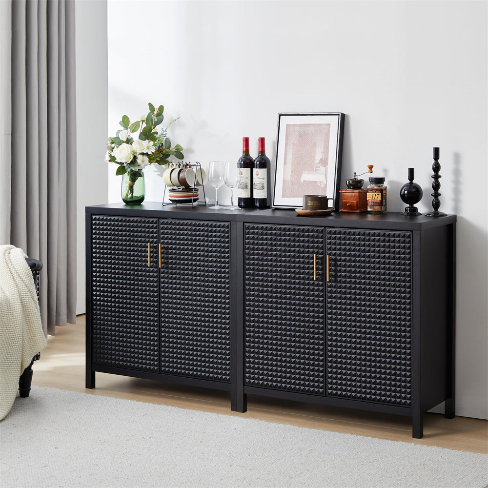 Black 31.5" Modern Buffet Sideboard Console Cabinet with 2 Lattice Doors