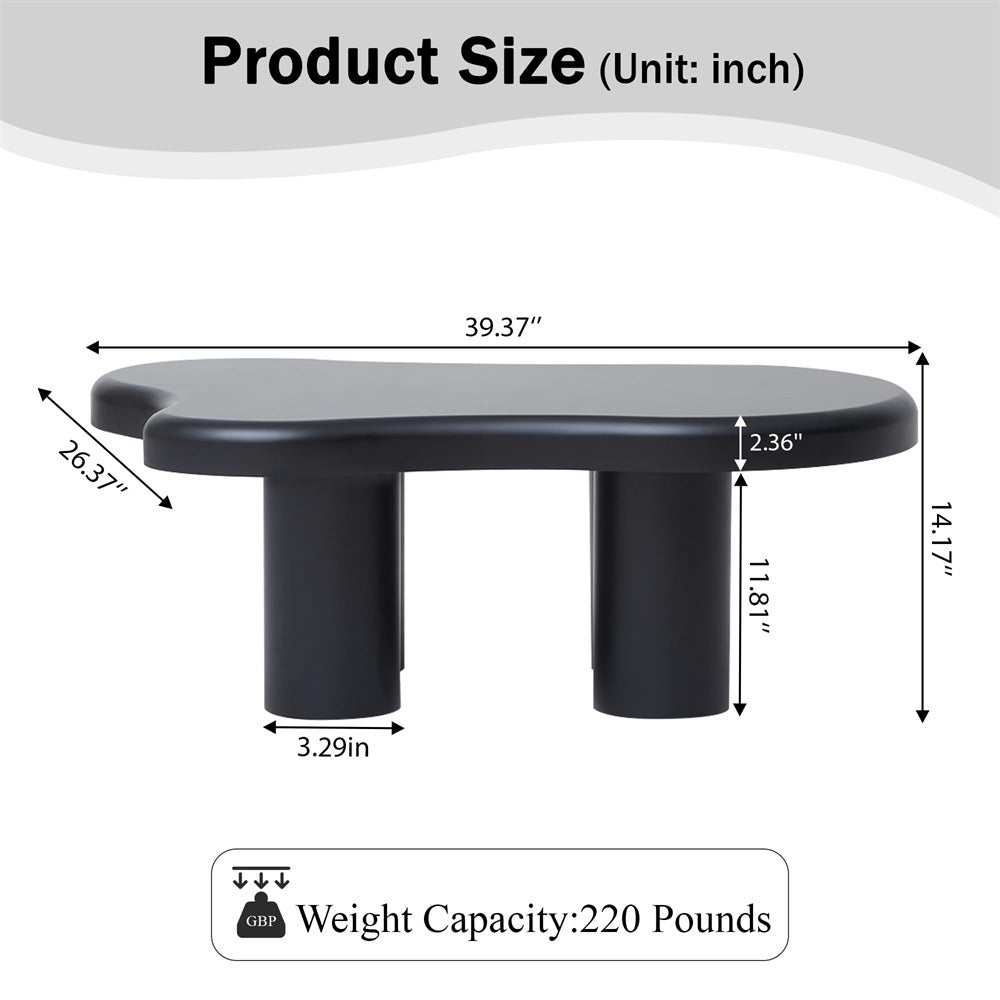 Black Cute Irregular Shape Cloud Coffee Table with Large Tabletop Size