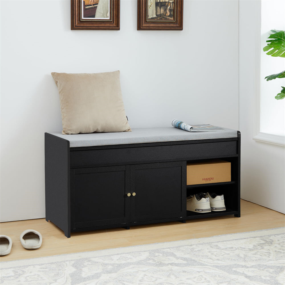 Entryway Shoe Storage Bench Black