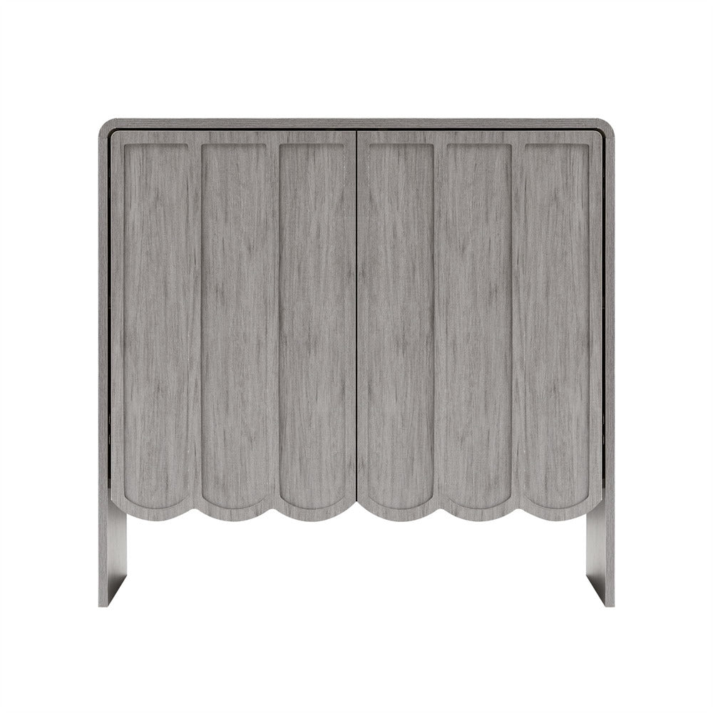 Grey Modern Wood Storage Cabinet Sideboard with 2 Doors and Wave Panel