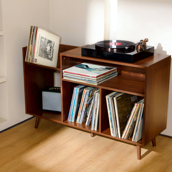 Wood Record Player Stand, Vinyl Record Storage Cabinet | Giratree ...