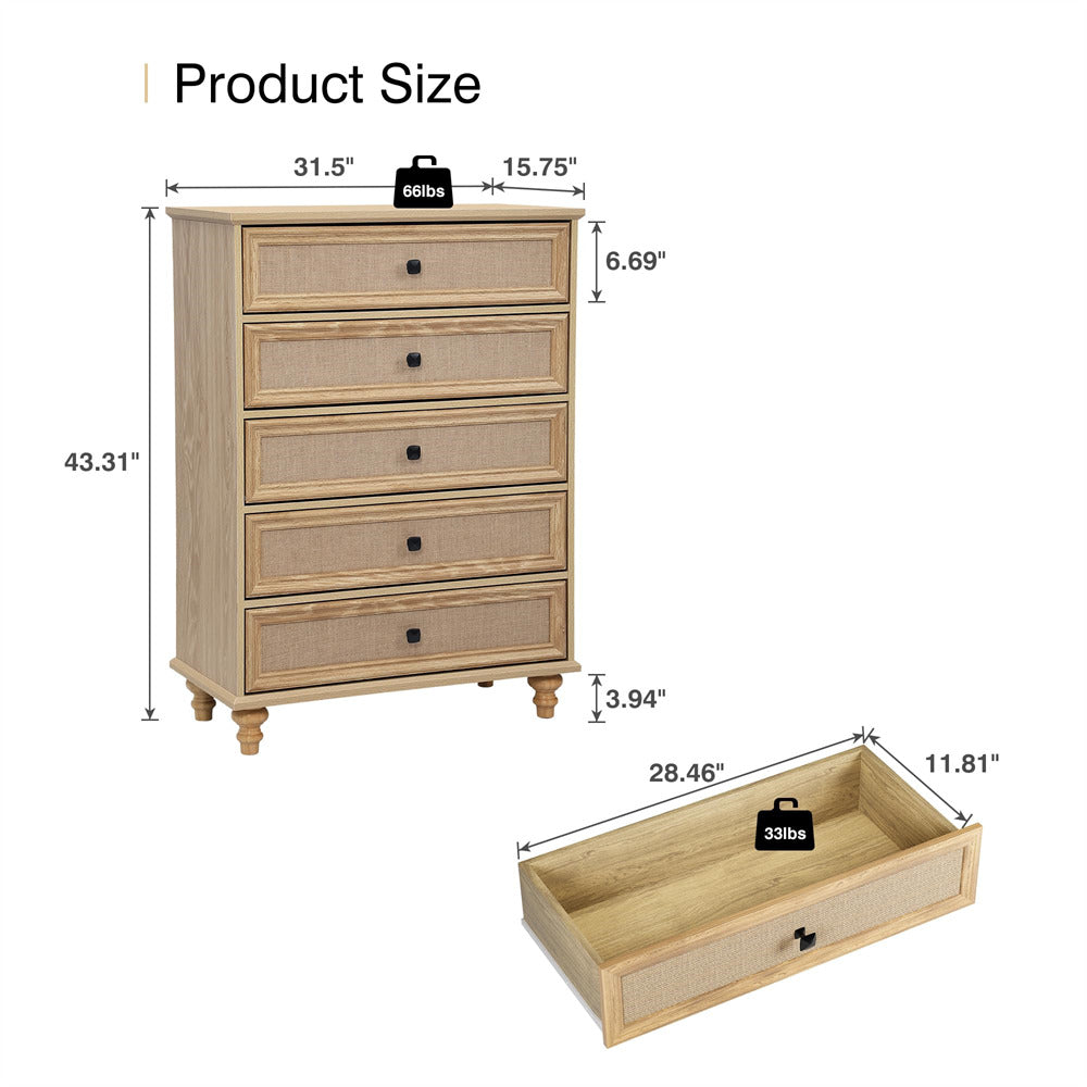 modern 5 drawer dresser​ size