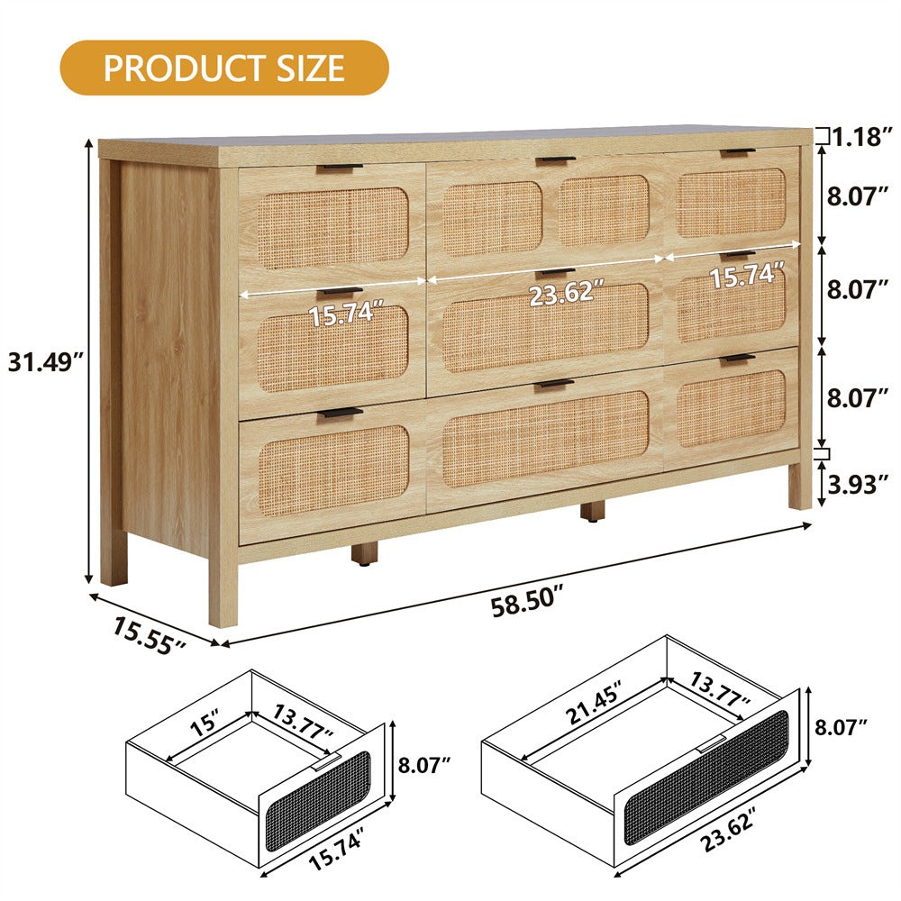 Natural Rattan 9 drawer dressers Size