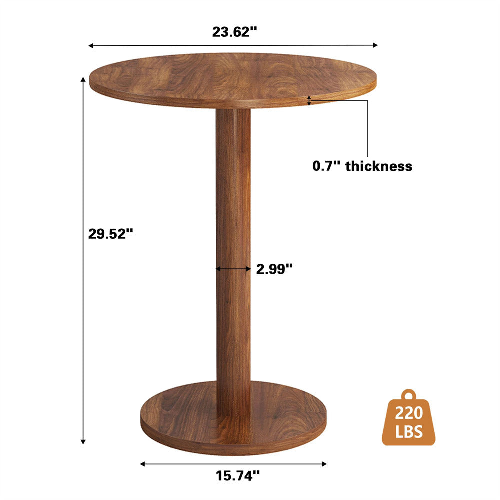 Walnut 23.6 Inch Round Small Dining Table Size