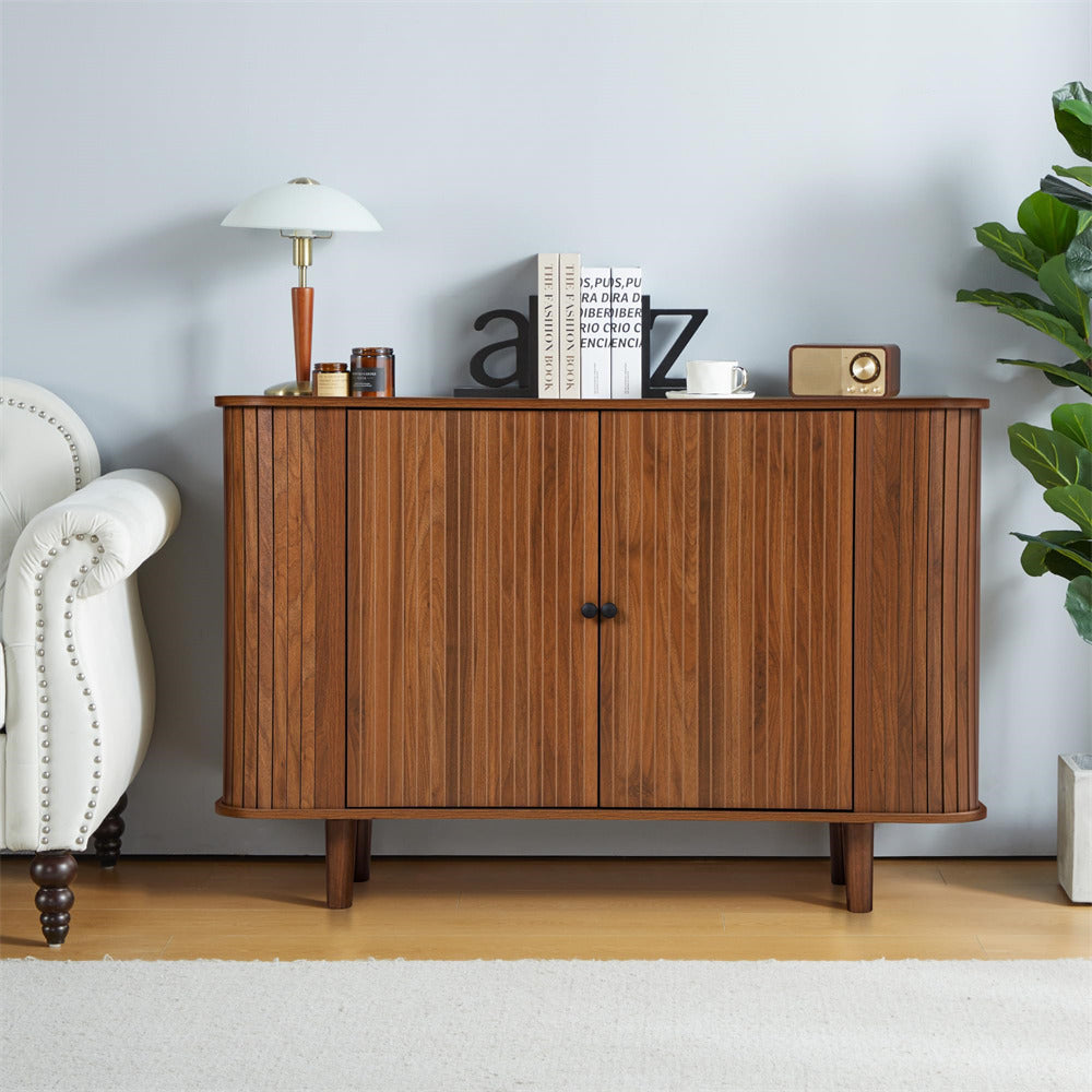 Walnut 2 Door Fluted Sideboard​ Buffet Cabinet Console Table