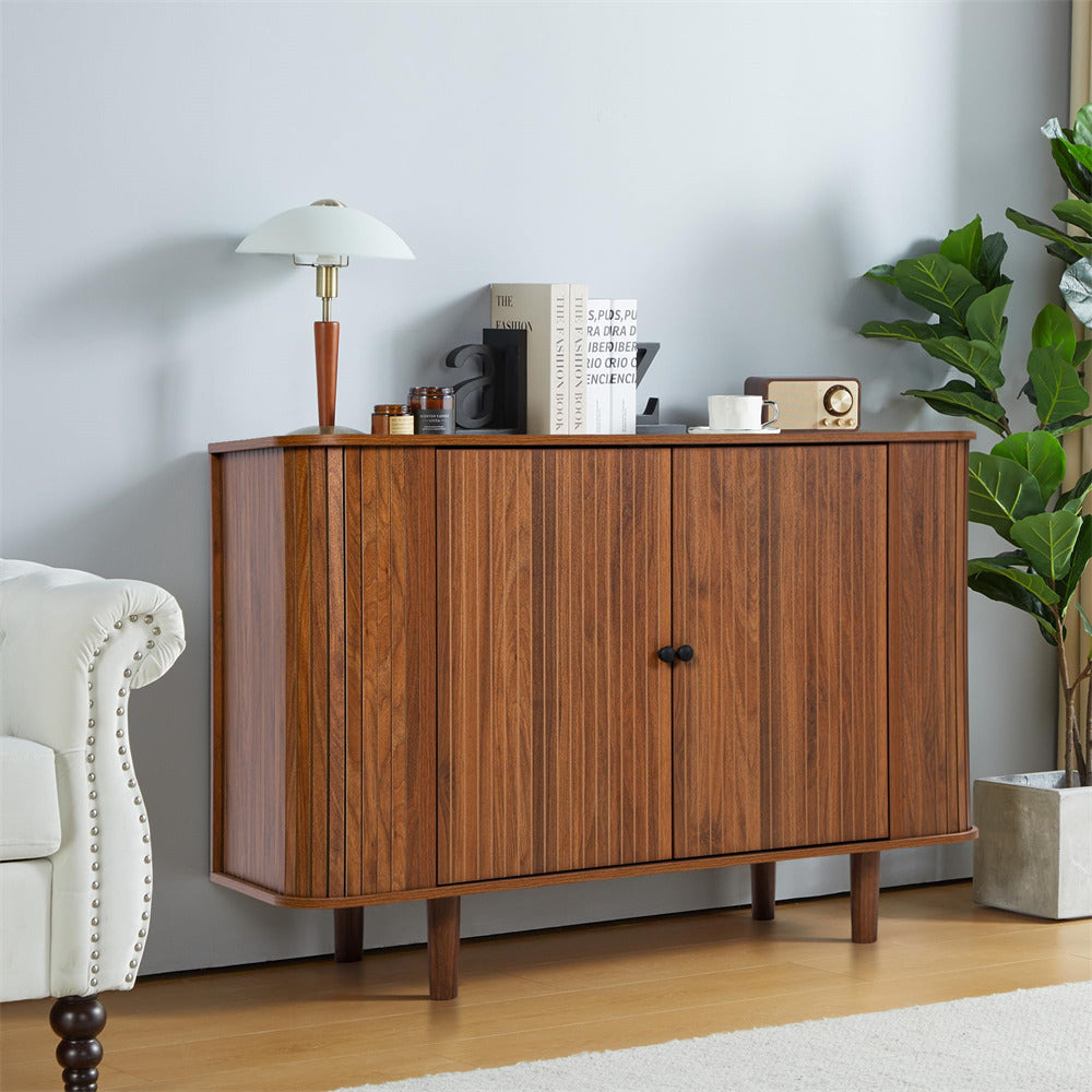 Walnut 2 Door Fluted Sideboard​ Buffet Cabinet Console Table