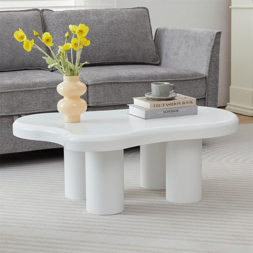 White Cute Irregular Shape Cloud Coffee Table with Large Tabletop