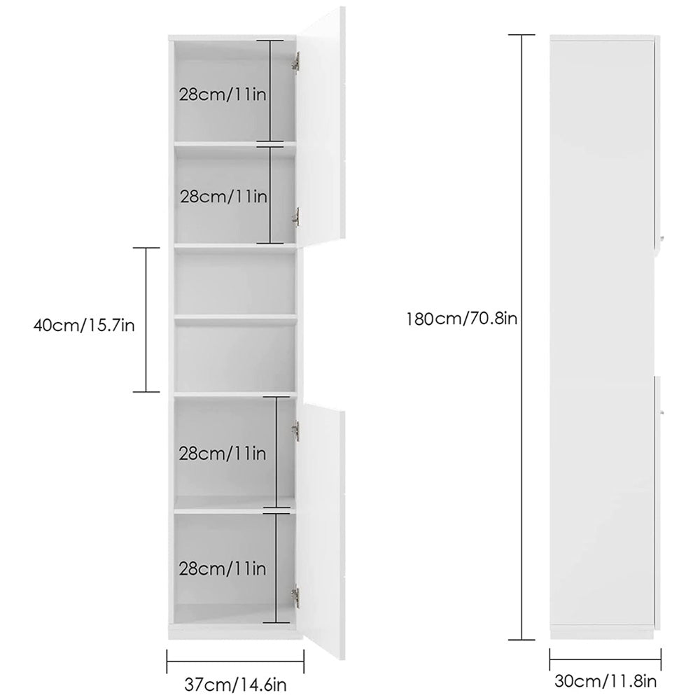 Bathroom Floor Storage Cabinet with 6 Tier Shelves and 2 Doors – GiraTree